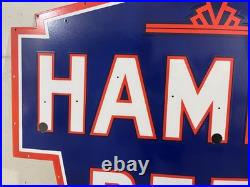 Vintage Hamm's Beer Gas & Oil Porcelain Enamel Neon Sign SSPN 48x36