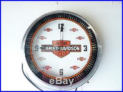 Vintage Harley Davidson Bar Shield Neon Spinner Clock Large 20