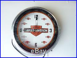 Vintage Harley Davidson Bar Shield Neon Spinner Clock Large 20