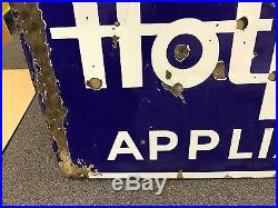 Vintage Hotpoint Appliances Porcelain Blue Sign 1 Sided Neon Missing