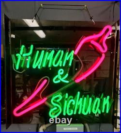 Vintage Hunan & Sichuan Neon Sign Food Advertising Wall Hanging Spicy Pepper