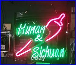 Vintage Hunan & Sichuan Neon Sign Food Advertising Wall Hanging Spicy Pepper