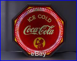 Vintage Ice Cold COCA COLA Spinning Neon Light Sign Silhouette Girl Advertising