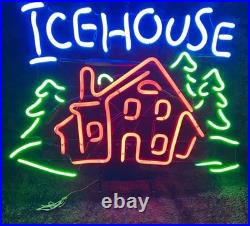 Vintage Ice House Cabin Neon SignFeatures blue, red, green colors, pull chain