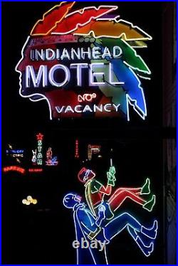 Vintage Indian Head Motel Custom Neon Sign! Real Neon Glass Outdoor/Indoor Use