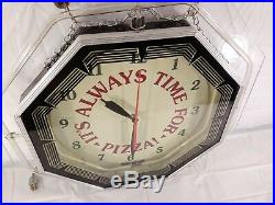 Vintage Its Always Time For Pizza Neon Clock Sign