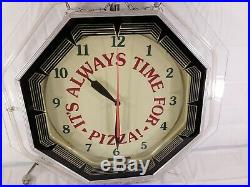 Vintage Its Always Time For Pizza Neon Clock Sign