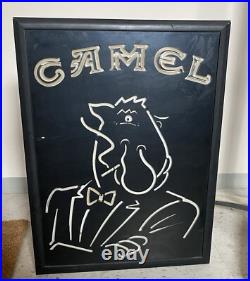 Vintage Joe Camel Cigarette Neon Advertising Sign Bar Sign Framed