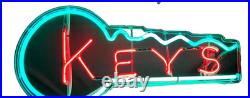 Vintage KEYS Neon Sign RED GREEN 15x30 1950s 60s Store Display Advertising