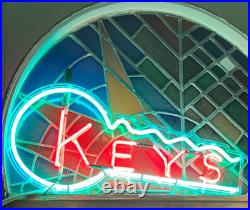Vintage KEYS Neon Sign RED GREEN 15x30 1950s 60s Store Display Advertising
