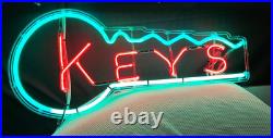 Vintage KEYS Neon Sign RED GREEN 15x30 1950s 60s Store Display Advertising
