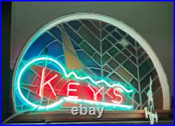 Vintage KEYS Neon Sign RED GREEN 15x30 1950s 60s Store Display Advertising