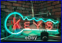 Vintage KEYS Neon Sign RED GREEN 15x30 1950s 60s Store Display Advertising