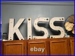 Vintage KISS Neon Sign Metal Letter radio music theater marque K I S Antique Ski