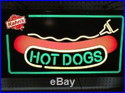 Vintage Kahn's Hotdog Neon Florescent Lighted Sign Electric Works Food Truck