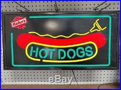 Vintage Kahn's Hotdog Neon Florescent Lighted Sign Electric Works Food Truck