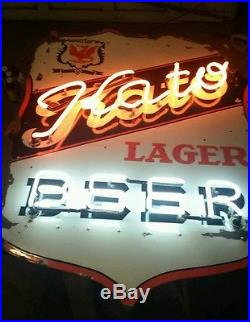 Vintage Kato Beer Porcelain Neon Sign