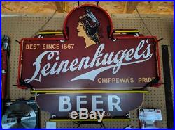 Vintage LEINENKUGEL'S Beer Maiden Logo Bar Neon Light Sign HUGE