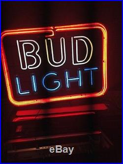 Vintage Large BUD LIGHT Neon Beer Sign Antique Collectible 28 x 22 Awesome