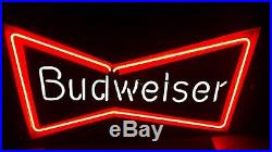 Vintage & Large Budweiser Beer Bow Tie Lighted Neon Sign 30 x 17