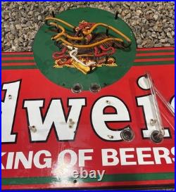 Vintage Large Budweiser King Of Beers Lighted Neon Anheuser Busch Man Cave Sign