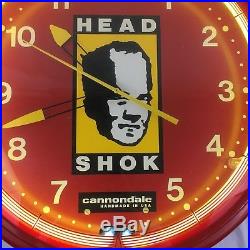 Vintage Large Cannondale Headshock Neon Light Clock -Bicycle Advertising 20