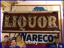 Vintage Large DOUBLE SIDED NEON LIQUOR Sign Chevrolet PATINA MANCAVE Garage BAR