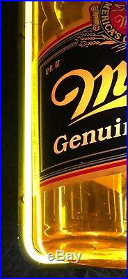 Vintage Large Miller Genuine Draft bottle NEON Beer bar sign light working 32