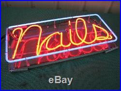 Vintage Large Nails Neon Sign Mani Pedicure Massage Salon 23x 11
