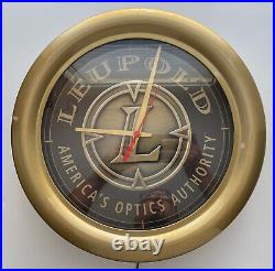 Vintage Leupold Gun Shop Old Display Advertising Neon Wall Clock Sign Gun Dealer