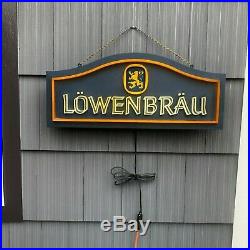 Vintage Lighted Beer Sign Lowenbrau Backlit Beer Sign Double Sided BIG 31.5x14x4