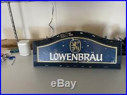 Vintage Lighted Beer Sign Lowenbrau Backlit Beer Sign Double Sided BIG 31.5x14x4