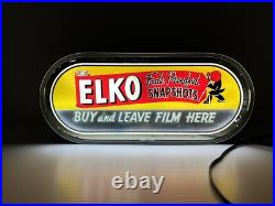 Vintage Lighted Elko Advertising Sign Film Photography Antique Neon