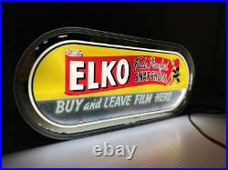 Vintage Lighted Elko Advertising Sign Film Photography Antique Neon