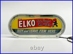 Vintage Lighted Elko Advertising Sign Film Photography Antique Neon