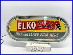Vintage Lighted Elko Advertising Sign Film Photography Antique Neon
