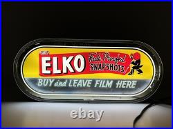 Vintage Lighted Elko Advertising Sign Film Photography Antique Neon
