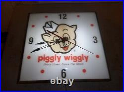Vintage Lighted Pam clock Piggly wiggly Gas oil neon