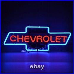 Vintage Look Chevrolet Bowtie Banner Car Dealer Neon Light Sign 29x11 5CHVBO