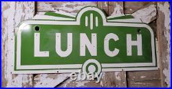 Vintage Lunch Porcelain Sign Diner Resturant 46 Neon Skin Art Deco Food Beverag