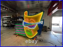 Vintage MASK Working Neon Sign 109 x 93 Painted Metal Cabinet