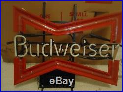 Vintage MID 80's Budweiser Bow Tie Neon Sign With Box Exellent Condition