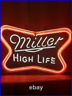 Vintage MILLER HIGH LIFE FLASHING NEON Sign 21.5x 16.5 x 4 Working Condition
