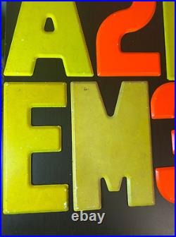 Vintage Metal Neon Marquee Sign Letter & Number Lot Of 23 7.5 With Clips