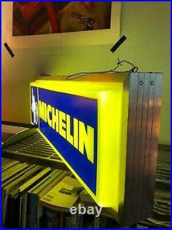 Vintage Michelin Neon Sign lighting up