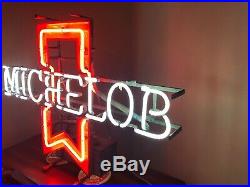 Vintage Michelob Beer Neon Lighted Sign 1981 Pull Chord Works