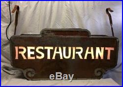 Vintage Milk Glass Tin Can Sign Restaurant Art Deco Non Neon Shipping Available