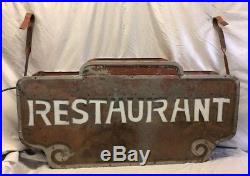 Vintage Milk Glass Tin Can Sign Restaurant Art Deco Non Neon Shipping Available
