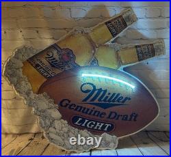 Vintage Miller Genuine Draft Beer Neon Sign Football Super Bowl Light Beer