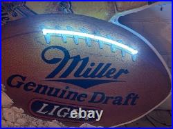 Vintage Miller Genuine Draft Beer Neon Sign Football Super Bowl Light Beer